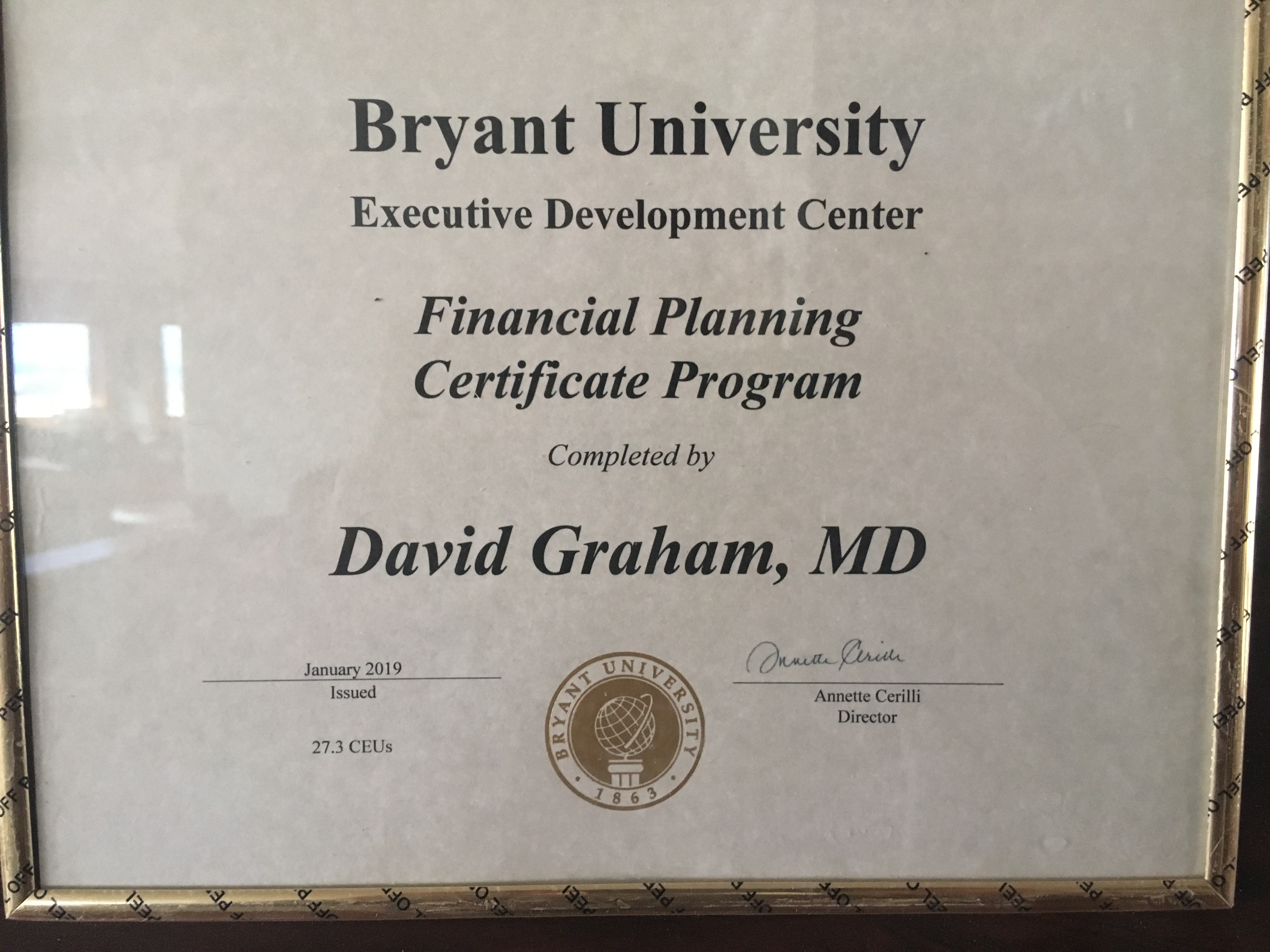 David Graham, MD CFP certified financial planner